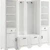 Crosley Furniture KF33010WH Tara 4-Piece Entryway Set With 2 Hall Trees And 2 Linen Cabinets, Distressed White
