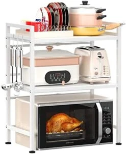 PUSDON Microwave Oven Rack, Adjustable Shelf With Hooks & 100lbs Capacity, 2-Tier Organizer For Kitchen Counter In Black-Microparticles 20 PUSDON Microwave Oven Rack, Adjustable Shelf With Hooks & 100lbs Capacity, 2-Tier Organizer For Kitchen Counter In Black-Microparticles -Safavieh Furniture 41p7nBzIO9L. AC