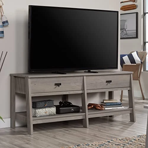 Sauder Trestle Credenza, For TV's Up To 60", Mystic Oak Finish 2 Sauder Trestle Credenza, For TV's Up To 60", Mystic Oak Finish - Image 2