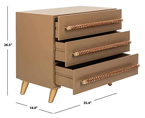 Safavieh Home Raquel Modern Taupe And Gold And Brown 3-drawer Chest 5 Safavieh Home Raquel Modern Taupe And Gold And Brown 3-drawer Chest - Image 5
