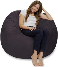 Chill Sack Bean Bag Chair: Giant 4' Memory Foam Furniture Bean Bag - Big Sofa With Soft Micro Fiber Cover - Charcoal -Safavieh Furniture 41pK7OBs8ML. AC