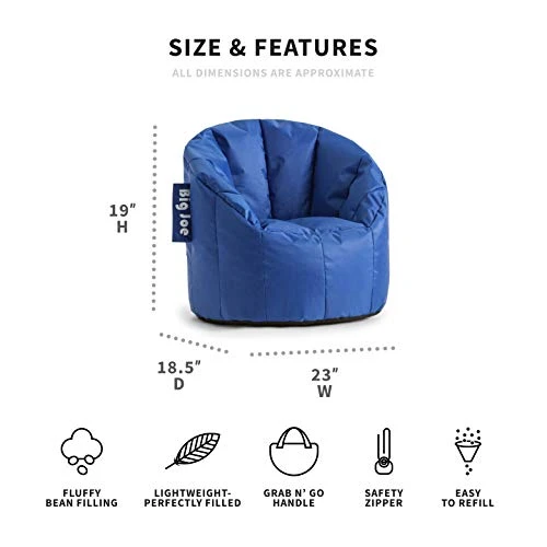 Big Joe Milano Kid's Bean Bag Chair, Sapphire Smartmax, 2ft Small 2 Big Joe Milano Kid's Bean Bag Chair, Sapphire Smartmax, 2ft Small - Image 2