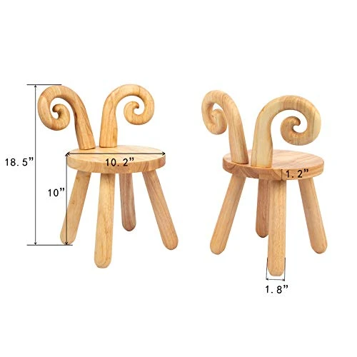 Wooden Toddler Chair, Naturally Finished Solid Hardwood,Kids Stool Chair, Handmade, For Playroom, Nursery, Preschool, Bedroom, Kindergarten Eating, Reading, Playing, Boys Girls Age 2+ (1, Sheep Horn) 1 Wooden Toddler Chair, Naturally Finished Solid Hardwood,Kids Stool Chair, Handmade, For Playroom, Nursery, Preschool, Bedroom, Kindergarten Eating, Reading, Playing, Boys Girls Age 2+ (1, Sheep Horn)