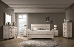 Amerland Contemporary White Wash Finish 6-Piece Bedroom Set,