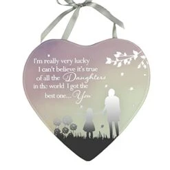Reflections Mirror Glass Hanging Heart Plaque Gift - All The Daughters In The World
