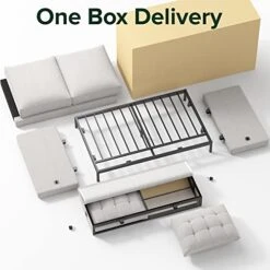 ZINUS Thompson Loveseat / Tufted Cushions / Green Tea Infused Foam Cushions / Tool-Free, Easy Assembly, Light Grey -Safavieh Furniture 41pbOw5CeEL