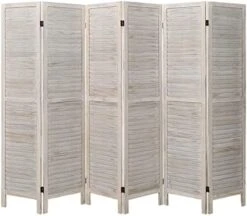 6 Panel Room Divider, Wood Room Divider Temporary Wall, Extra Wide Folding Room Dividers And Privacy Screens, Dividers For Bedroom Studio Apartment Dorm(White) -Safavieh Furniture 41pbpoix EL. AC