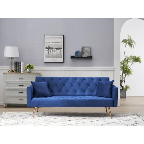 GENERIC KIKAFOK Futon Sofa Bed With 71" Convertible Double Folding Sofa Bed For Living Room (Blue) 1 GENERIC KIKAFOK Futon Sofa Bed With 71" Convertible Double Folding Sofa Bed For Living Room (Blue)