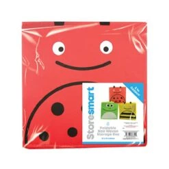 The Home Fusion Company Kids Folding Animal Storage Box Cube 27cm Square Collapsible Red Yellow Green