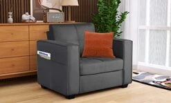 TYBOATLE Modern Living Room Sectional Sofa Sets 2 Piece, 65” W Tufted Mid-Century Loveseat Couch W/ 2 USB Charging Ports And Comfy Accent Arm Chairs For Small Space, Apartment, Office (Dark Grey) -Safavieh Furniture 41pukTA9deL