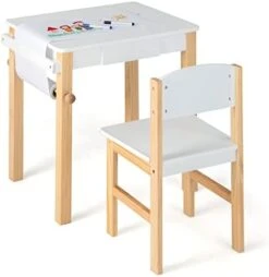 Costzon Kids Table And Chair Set, Toddler Study Desk W/Paper Roll, Drawer, 2 Marker Pens, Wooden Activity Table Set For Playroom & Nursery, Gift For Boys & Girls, Toddler Table & Chair (White) 13 Costzon Kids Table And Chair Set, Toddler Study Desk W/Paper Roll, Drawer, 2 Marker Pens, Wooden Activity Table Set For Playroom & Nursery, Gift For Boys & Girls, Toddler Table & Chair (White) -Safavieh Furniture 41pxiqJjwvL. AC