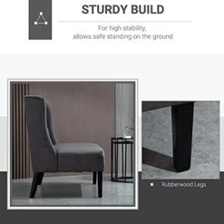 HOMCOM Wingback Double Sofa Linen Fabric Upholstery Button Tufted Loveseat Armless Couch Modern Contemporary Living Room Settee With Wood Legs, Grey -Safavieh Furniture 41q3tu7GzDS