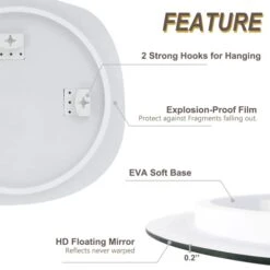 FICTOR Irregular Wall Mirror, Frameless Mirror Wall Hanging For Bathroom, Entryway, Bedroom, Bathroom Vanity Mirror, Wall Mounted Mirror (T-24'' X 23.6'') -Safavieh Furniture 41q6cfoaJaL