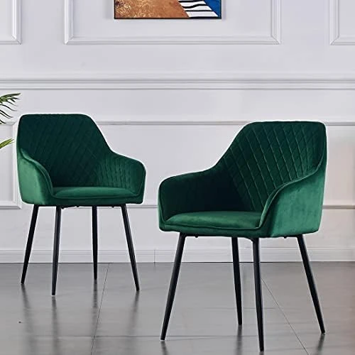 KEIVVAKN Velvet Dining Chairs Set Of 4 Green Velvet Upholstered Chairs For Dining Room Modern Tufted Dining Chair With Arms 5 KEIVVAKN Velvet Dining Chairs Set Of 4 Green Velvet Upholstered Chairs For Dining Room Modern Tufted Dining Chair With Arms - Image 5