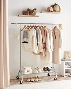 SONGMICS Heavy Duty Metal Clothes Rail With Shoes Shelf, Maximum Load Of 50 Kg, One Rod, Silver 10 SONGMICS Heavy Duty Metal Clothes Rail With Shoes Shelf, Maximum Load Of 50 Kg, One Rod, Silver -Safavieh Furniture 41qFsS74CxL