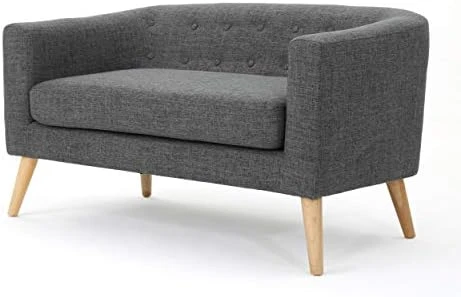 GDFStudio Christopher Knight Home Bridie Mid-Century Modern Loveseat, Muted Blue Fabric 6 GDFStudio Christopher Knight Home Bridie Mid-Century Modern Loveseat, Muted Blue Fabric - Image 6