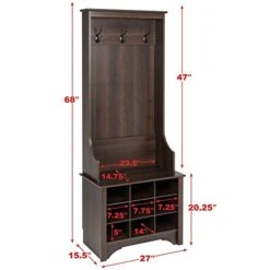 Pemberly Row Contemporary 27" Hall Tree With 9 Cubbies In Espresso -Safavieh Furniture 41qGOP5cPpL