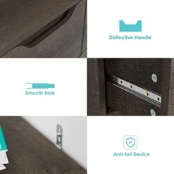 URKNO Modern 6 Drawer Dresser, Double Chest Of Drawers With Storage, 3+3 Clothing Organizer With Cut-Out Handle, Dresser Chest, Wood Storage Cabinet For Living Room, Bedroom, Hallway, Dark Brown -Safavieh Furniture 41qGPZrkdnL