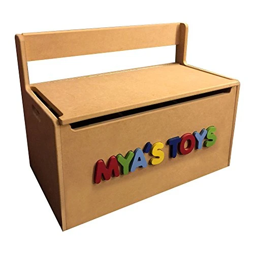 Personalized Toy Storage Box/Bench Seat With 3D Name 1 Personalized Toy Storage Box/Bench Seat With 3D Name