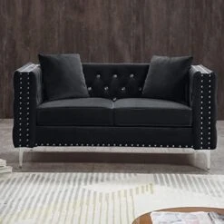 Mikibama Velvet Loveseat Sofa Couch Set For Living Room, Modern Decor Furniture Tufted Sofa Set With Nailhead Acrylic Legs And 2 Pillows For Bedroom, Hall(Grey) 19 Mikibama Velvet Loveseat Sofa Couch Set For Living Room, Modern Decor Furniture Tufted Sofa Set With Nailhead Acrylic Legs And 2 Pillows For Bedroom, Hall(Grey) -Safavieh Furniture 41qMgCgh6OL. AC 1