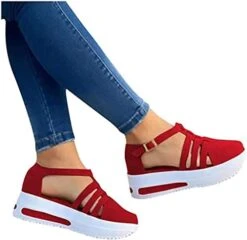 XHLEMON Sandals For Women Casual Dressy Summer Slip On Ankle Strap Platform Wedges Flat Buckle Up Walking Shoes -Safavieh Furniture 41qOErVjj L. AC