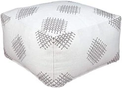 Signature Design By Ashley Mabyn Handwoven Boho Pouf, 24 X 24 In, White And Gray -Safavieh Furniture 41qQxNAjFML. AC