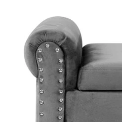 Doublewin 47-inch Long Storage Bench Bedroom End Of Bed Storage Ottoman Bench Velvet Tufted Upholstered Rolled Arm Window Bench With Storage Nailhead Entryway Bench For Living Room Bedroom,Grey -Safavieh Furniture 41qkQjeWolL