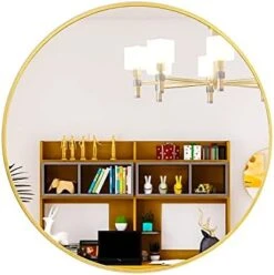 LFT HUIMEI2Y Wall Circle Mirror Large Round 28Inch Black Metal Frame Wall Mounted Circle Mirror For Bathroom, Living Room, Dining Room, Make Up Vanity Mirror, Entryway Mirror -Safavieh Furniture 41qnw1lyYQL. AC