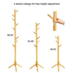 C&AHOME Bamboo Coat Rack Stand With 8 Hooks, Wooden Coat Tree Adjustable Sizes, Entryway Hall Tree Free Standing Coat Hanger Stand For Hat, Bag, Clothes, Jacket, Natural 10 C&AHOME Bamboo Coat Rack Stand With 8 Hooks, Wooden Coat Tree Adjustable Sizes, Entryway Hall Tree Free Standing Coat Hanger Stand For Hat, Bag, Clothes, Jacket, Natural -Safavieh Furniture 41qun8aQoXL
