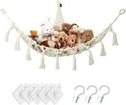 Stuffed Animal Toy Hammock Corner Hammock Organizer Display Rack Bohemian Net Bag For Hanging Toys Hanging Stuffed Animal Organizer Corner Toy Storage Rack Stuffed Animal Net Tassel 44 In (Pink) -Safavieh Furniture 41r1HadhdL. AC