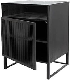 FURUIWUFENG Nightstand Bedside Tables With 3 Storage, Nightstand Pull The Glass Cabinet Door MDF Board End Table For Bedroom Living Room End Table (Color : Black, Size : Door Left) -Safavieh Furniture 41r1dIGLY S. AC