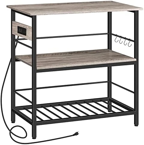 HOOBRO Kitchen Island With Storage, Kitchen Island Table With Power Outlet, 3 Tier Coffee Station And Microwave Stand, For Home, Kitchen And Dining Room, Rustic Brown BF021ZD01 6 HOOBRO Kitchen Island With Storage, Kitchen Island Table With Power Outlet, 3 Tier Coffee Station And Microwave Stand, For Home, Kitchen And Dining Room, Rustic Brown BF021ZD01 - Image 6