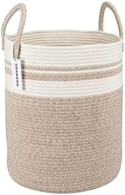 XUANGUO Rope Laundry Basket Hamper For Clothes Woven Storage Basket For Living Room Bedroom Boho Tall Rope Baskets For Blanket Toys Pillow Towels Baby Nursery Hamper Bin Large Purple Or Lavendor -Safavieh Furniture 41r3qGTXLZL. AC