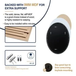 ANDY STAR Black Oval Mirror, 22x30 Oval Black Bathroom Mirror, Oval Vanity Mirror Matte Black Oval Mirrors For Bathroom Stainless Steel Metal Frame Pill Mirror Wall Mount Horizontal Or Vertical -Safavieh Furniture 41rAXl3YrDL