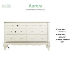 Evolur Aurora 7 Drawer Double Dresser, Ivory Lace, 54x20.3x34 Inch (Pack Of 1) -Safavieh Furniture 41rAhLYiOnL