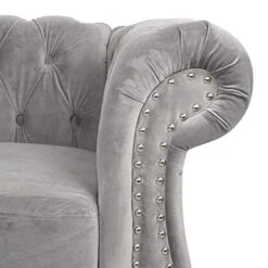 MIYZEAL 2 Pieces Living Room Sectional Sofa Set, Modern Velvet Button Tufted Chesterfield Sofa With Rolled Arm, Classic Upholstered Low Back Loveseat 3 Seater Couch For Living Room (Gray) -Safavieh Furniture 41rOLRAhJZL