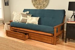 Kodiak Furniture Monterey Futon Set With Storage Drawers, With Barbados Base And Suede Navy Mattress