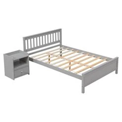 Full Bed With Headboard And Footboard For Kids, Teens, Adults,with A Nightstand,Grey1 -Safavieh Furniture 41reK71SkYL