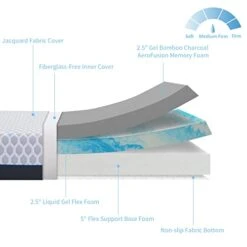 10inch Memory Foam Mattress Queen Size, Cooling Gel Infusion Bamboo Charcoal Mattress In A Box,Medium Firm Mattress Hypoallergenic Breathable Cover,Made In USA,Supportive -Safavieh Furniture 41reUvmIhIL