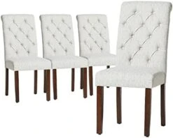COLAMY Tufted Dining Chairs Set Of 2, Accent Parsons Diner Chairs Upholstered Fabric Dining Room Chairs Side Chair Stylish Kitchen Chairs With Solid Wood Legs And Padded Seat - Beige -Safavieh Furniture 41regVhNIaL. AC