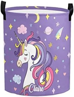 Personalized Laundry Basket Hamper,Unicorn Cloud Purple,Collapsible Storage Baskets With Handles For Kids Room,Clothes, Nursery Decor -Safavieh Furniture 41rfVEbZonL. AC