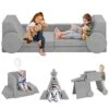 Linor Kids Couch 10 Pcs Toddler Couch, Baby Kids Sofa Couch For Bedroom & Playroom, Over 10 Combinations Creative Modular Sofa For Imaginative Kids, Kids Furniture(Grey)