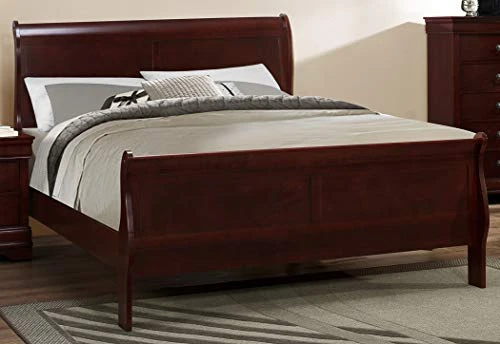 Classic Louis Philippe Styling Deep Cherry 5Pc Queen Bedroom Set(Q/D/M/N/C) 2 Classic Louis Philippe Styling Deep Cherry 5Pc Queen Bedroom Set(Q/D/M/N/C) - Image 2