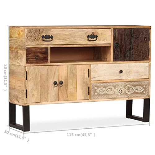 VidaXL Sideboard Solid Mango Wood 45.3"x11.8"x31.5" 2 VidaXL Sideboard Solid Mango Wood 45.3"x11.8"x31.5" - Image 2