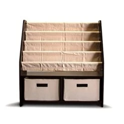 WonkaWoo Kids Sling Bookshelf Wooden Rack, 4 Levels Of Canvas Slings For Large Children Books And 2 Storage Bin Boxes For Toys Organizer, Espresso Shelf With Natural Fabric Slings 7 WonkaWoo Kids Sling Bookshelf Wooden Rack, 4 Levels Of Canvas Slings For Large Children Books And 2 Storage Bin Boxes For Toys Organizer, Espresso Shelf With Natural Fabric Slings -Safavieh Furniture 41rvcPBQ2qL