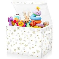 FULUHUAPIN Snowflake Pretty Pattern Toy Storage Box Chest With Lid, 16.5"x12.6"x11.8" Sturdy Toys Organizer Boxes Bin Baskets For Boy, Girl, Nursery, Closet, Bedroom, Playroom 21011152