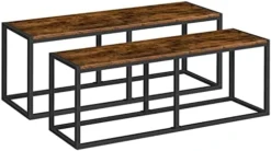 HOOBRO Dining Benches, Pair Of 2 Benches, 47.2 Inch Table Bench, Industrial Style Indoor Bench, Steel Frame, Easy To Assemble, For Kitchen, Dining Room, Rustic Brown And Black BF12CDP201 -Safavieh Furniture 41s409IVJDL. AC 1