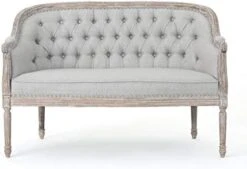 Christopher Knight Home Faye Traditional Fabric Tufted Upholstered Loveseat, Light Gray, Antique -Safavieh Furniture 41sEt5P0FuL. AC