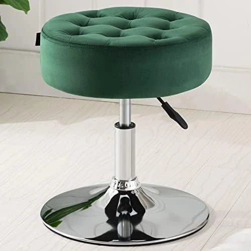 Furniliving Mid-Century Tufted Adjustable Swivel Makeup Ottoman Stool; Modern Big Size Round Vanity Stool Chair For Bedroom Living Room (White) 8 Furniliving Mid-Century Tufted Adjustable Swivel Makeup Ottoman Stool; Modern Big Size Round Vanity Stool Chair For Bedroom Living Room (White) - Image 8
