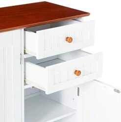 Kings Brand FURNITURE White / Walnut Finish Wood Kitchen Storage Buffet Cabinet -Safavieh Furniture 41sHzpNni8L